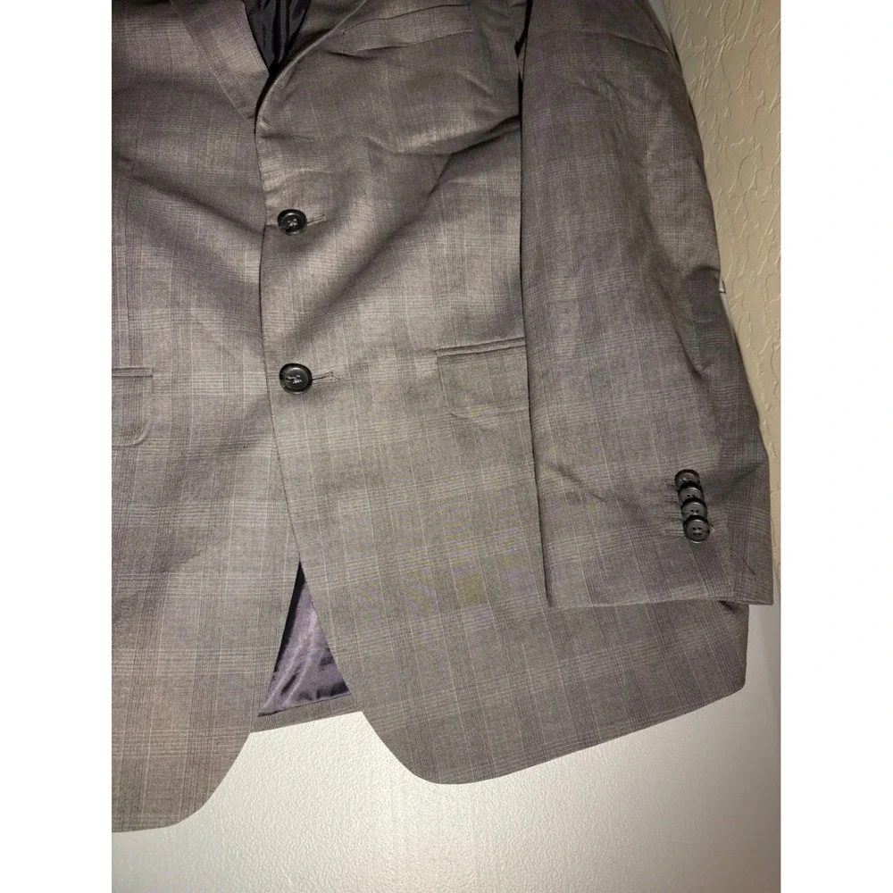 Banana Republic Mens 42R Tailored Fit Grey Plaid Blazer Jacket 415439-00